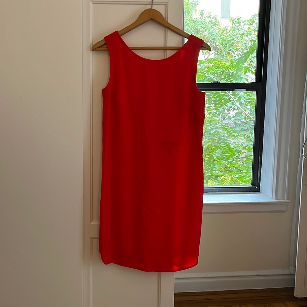 BCBG RED CORAL OPEN BACK MINI DRESS